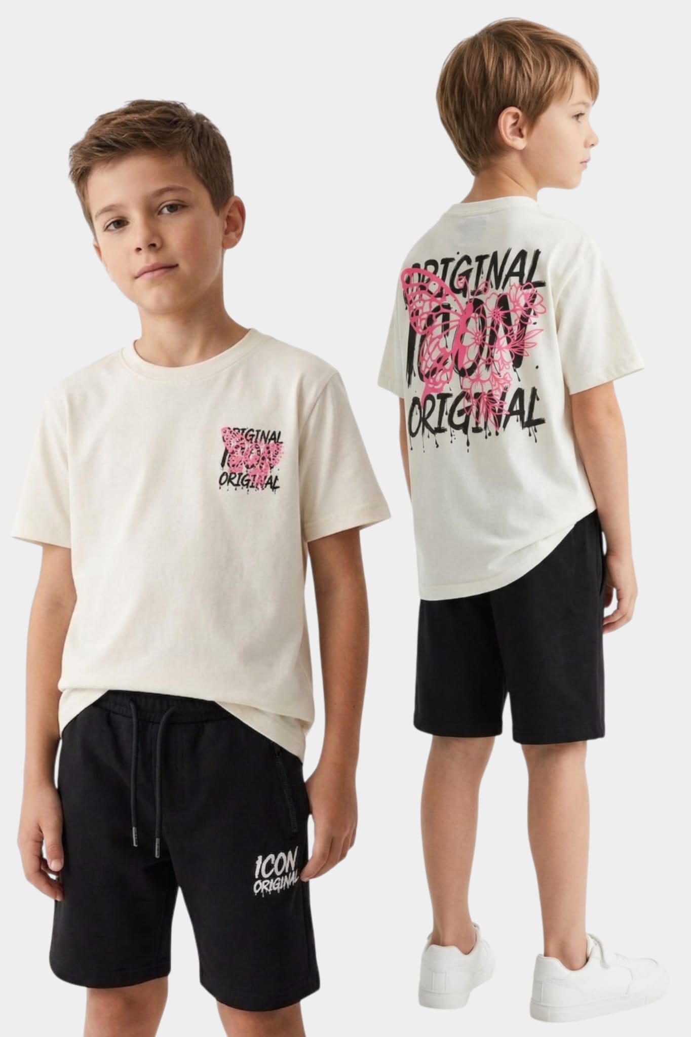 ICON Original Kids BL1030-3 – Crème – t-shirtset voor kids