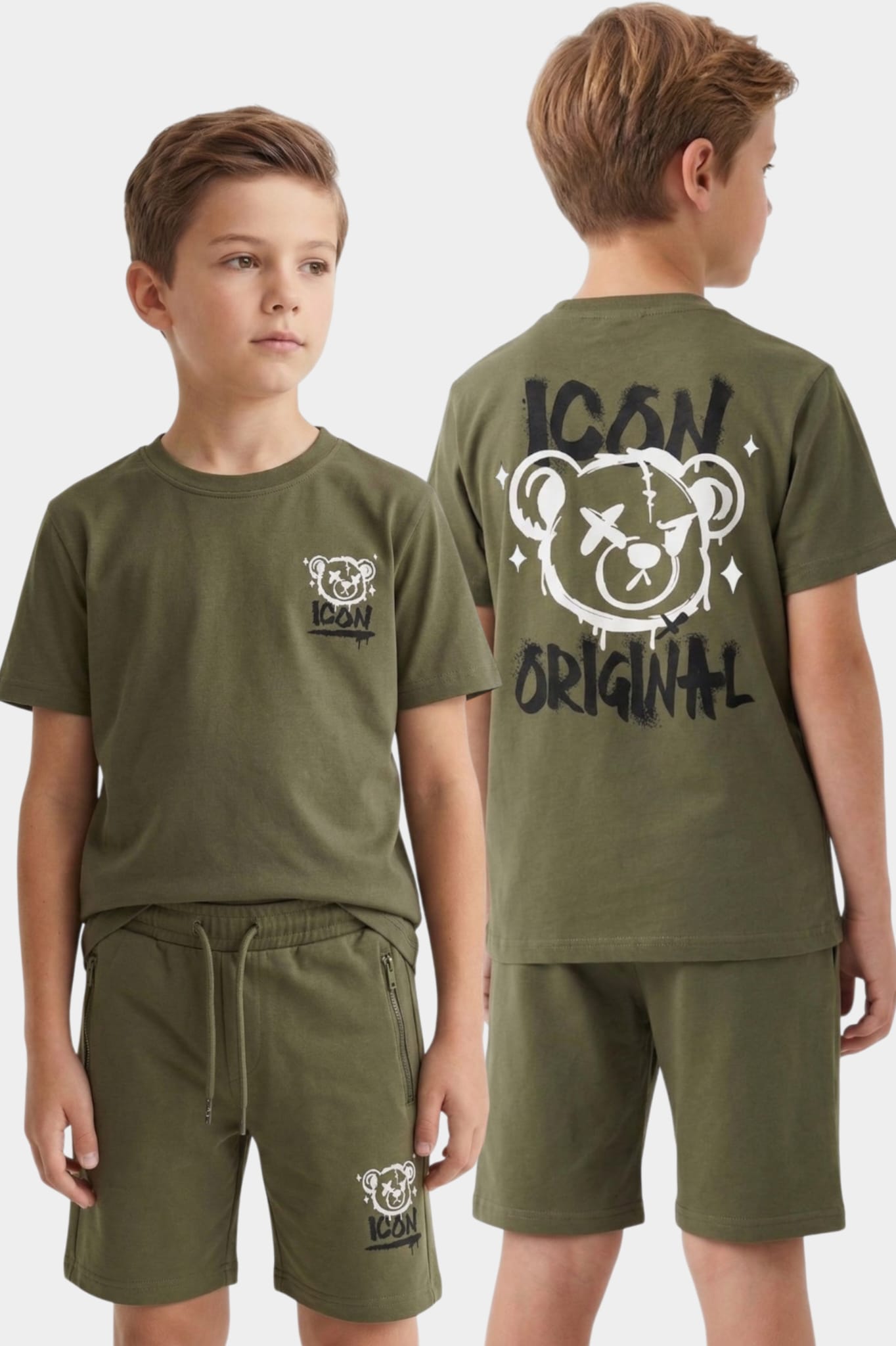 ICON Original Kids BL1045-6 – Legergroen – t-shirtset voor kids