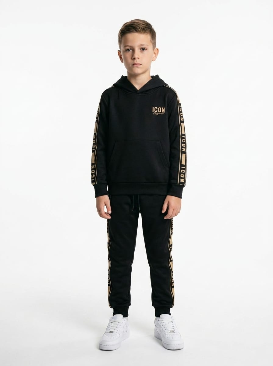 ICON Original Kids BL1117-2 – Zwart-Camel – joggingpak voor kids