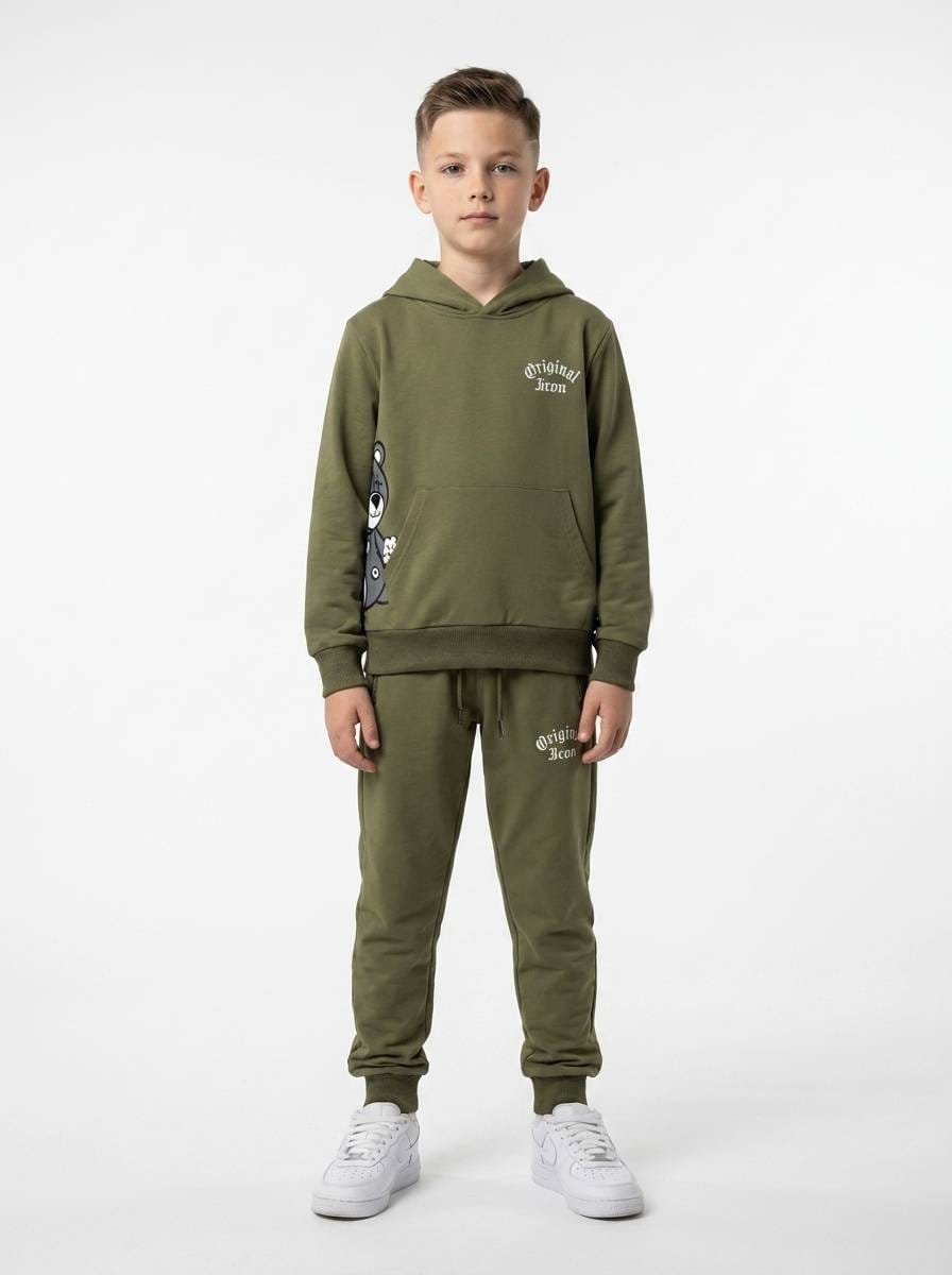ICON Original Kids BL1128-3 – Legergroen – joggingpak voor kids
